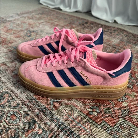 adidas Pink and Navy Gazelle Sneakers - Picture 2 of 4